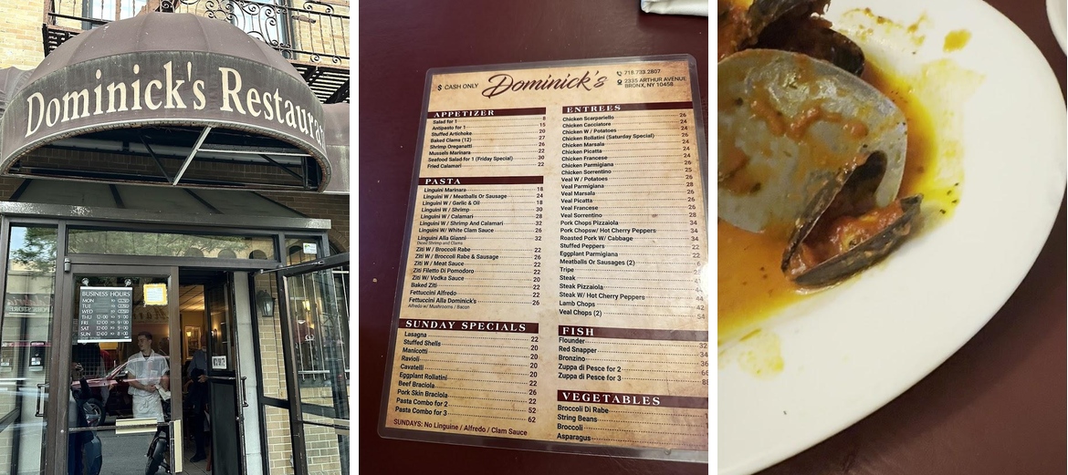 Dominick's Menu