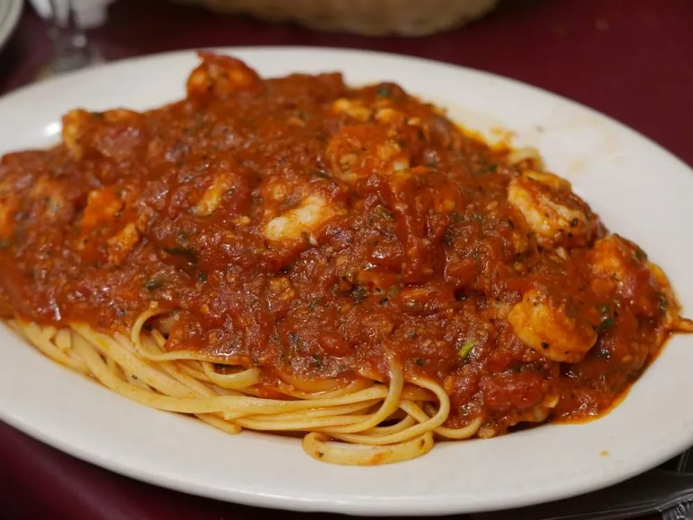 Fried Calamari Marinara with Spaghetti and Shrimp Scampi