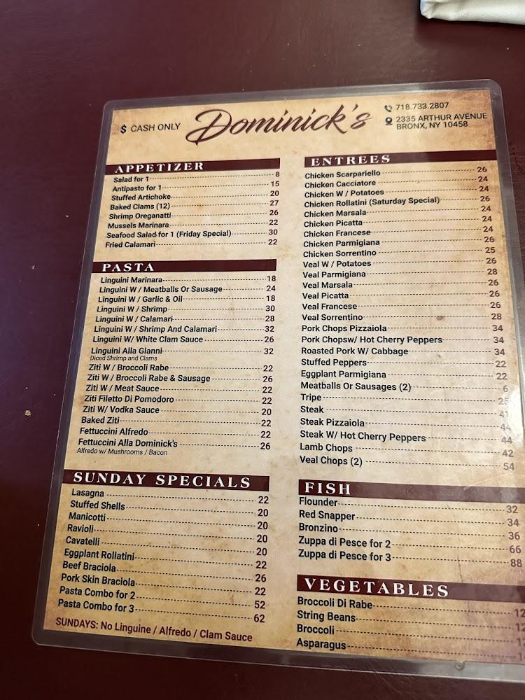 Dominick's Menu image 1